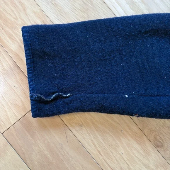 Vintage Burberry Car Coat Womens Sz 18 House Check Blue Hooded Wool Jacket - Picture 14 of 15